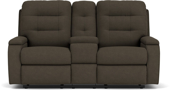 Kerrie Reclining Loveseat With Console Dark Brown