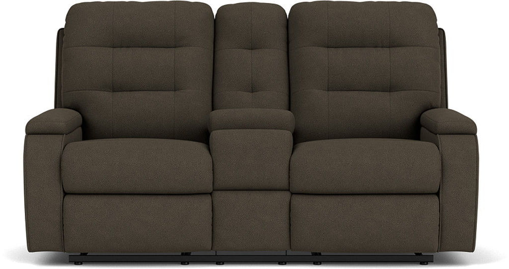Kerrie Reclining Loveseat With Console Dark Brown