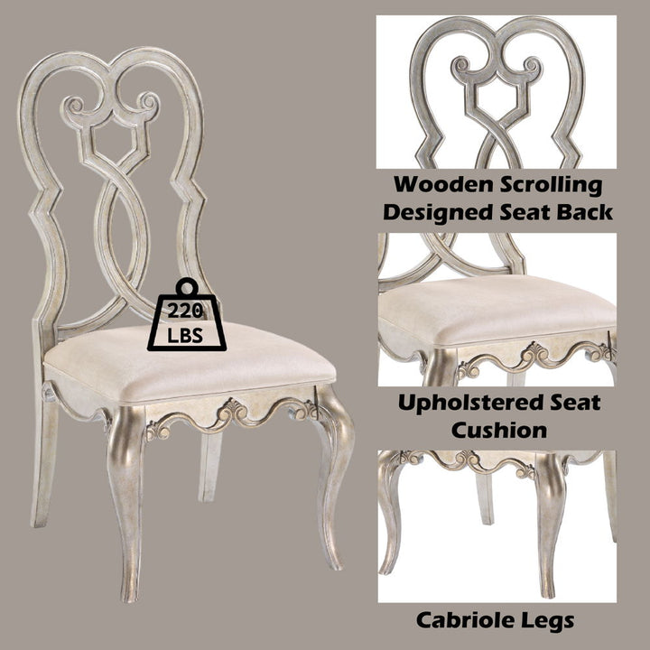 Esteban - Side Chair Set of 2) - Ivory Velvet & Antique Champagne