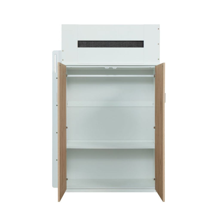 Nerice Twin Loft Bed with Desk &amp; Wardrobe in White &amp; Oak