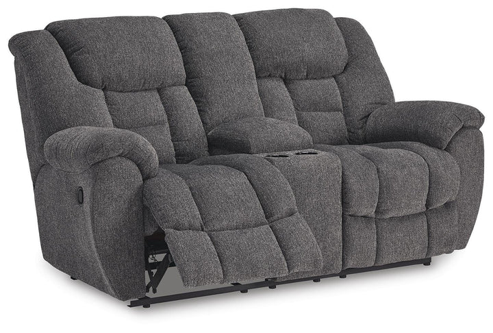 Foreside Reclining Loveseat with Console - Dark Gray (3)