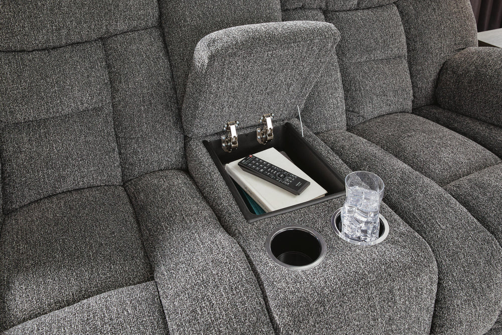 Foreside Reclining Loveseat with Console - Dark Gray (7)