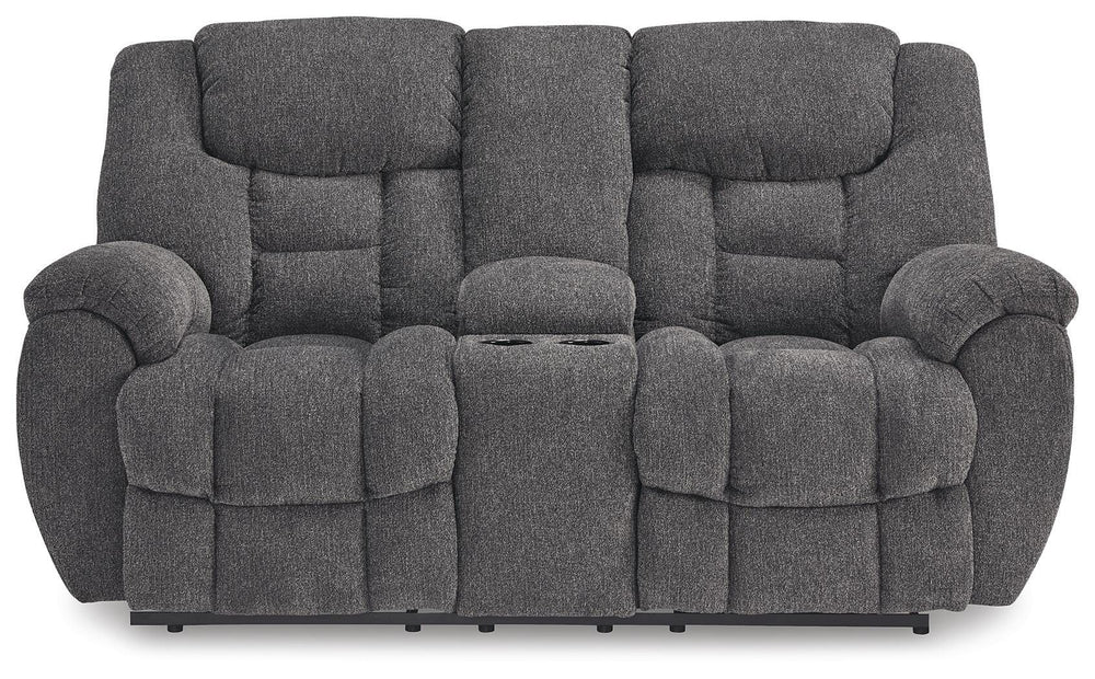 Foreside Reclining Loveseat with Console - Dark Gray (4)