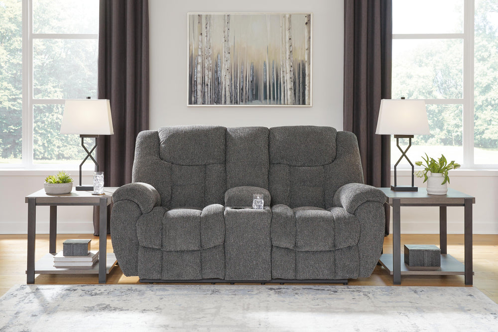 Foreside Reclining Loveseat with Console - Dark Gray (2)