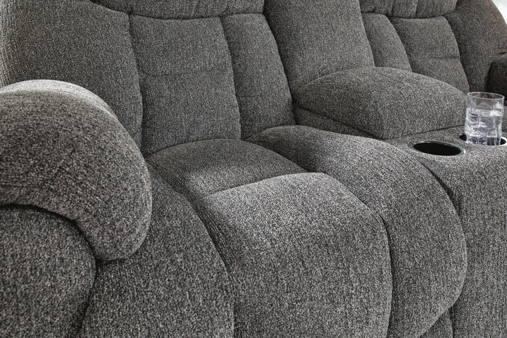 Foreside Reclining Loveseat with Console - Dark Gray (8)