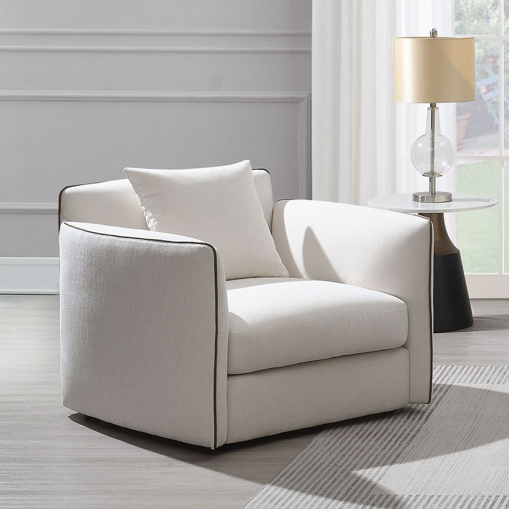 ACME Furniture Yolanda Chair With Pillow Beige Chenille