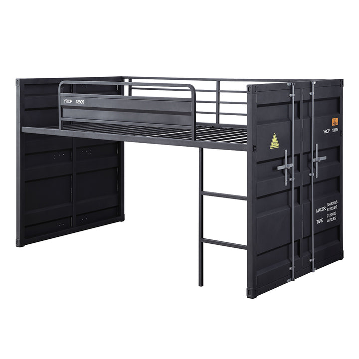 Cargo Twin Loft Bed with Slide in Gunmetal