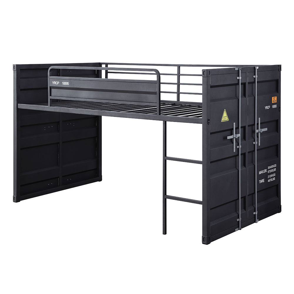 Cargo Twin Loft Bed with Slide in Gunmetal