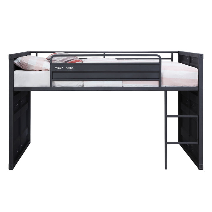 Cargo Twin Loft Bed with Slide in Gunmetal