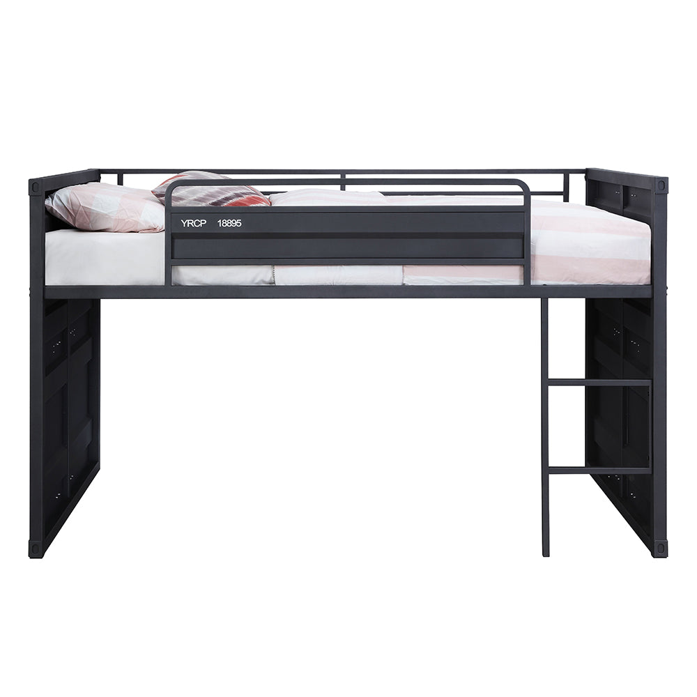 Cargo Twin Loft Bed with Slide in Gunmetal