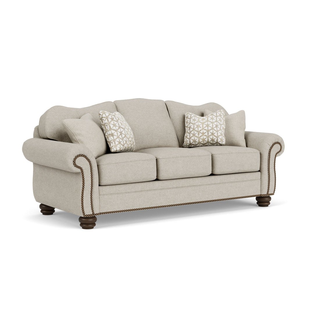 Flexsteel 8648-31 Bexley  Fabric Sofa, Nailhead Trim  Beige