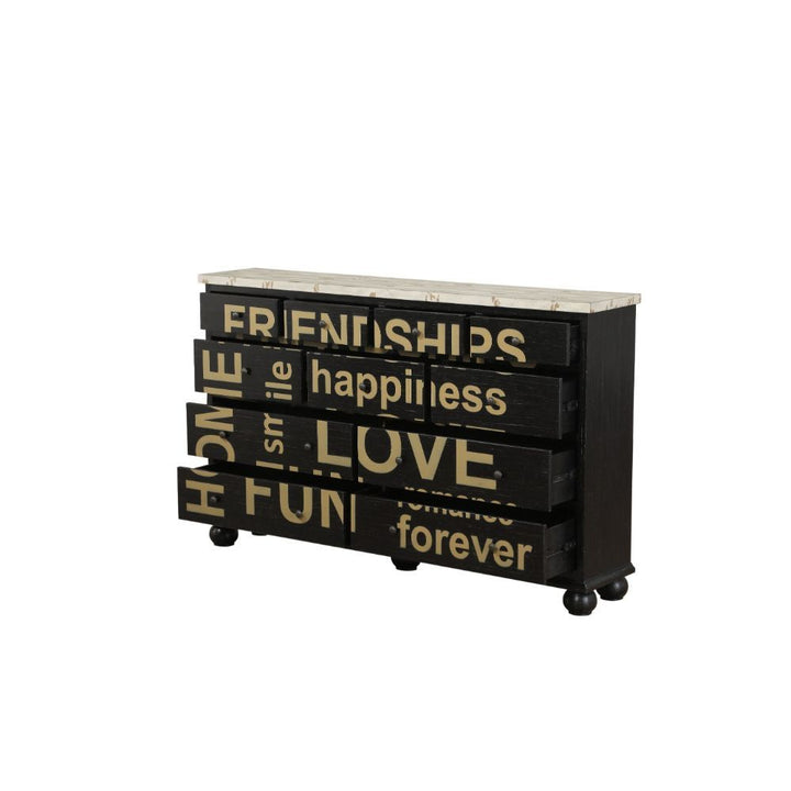 Arwin - Accent Table - Antique Black & White Washed