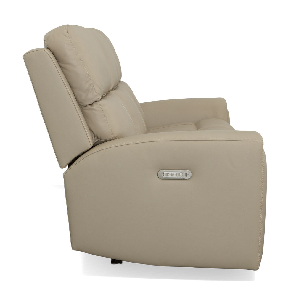 Jarvis Leather Power Reclining Sofa with Power Headrests in Parchment