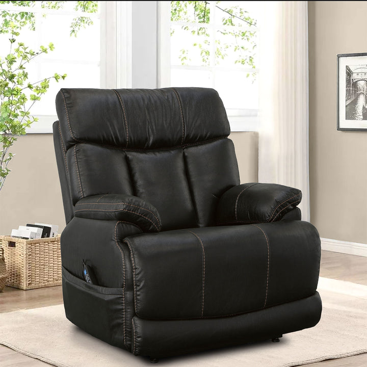 Clive Fabric Power Lift Recliner with Power Headrest &amp; Lumbar in Peppercorn