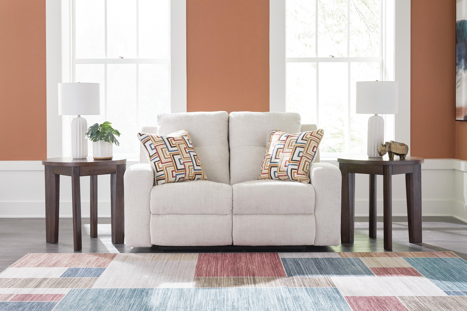 Danum Reclining Loveseat - White (2)