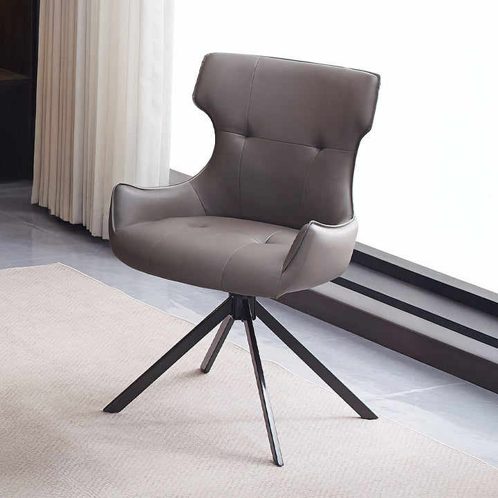 Damita - Camel Synthetic Leather Side Chair With Swivel Set of 2) - Gray & Black Finsh