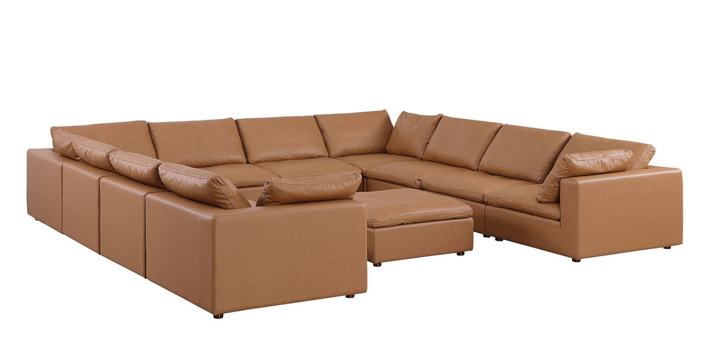 DivanItalia 1100 11-Piece U-Shaped Sectional in Top-Grain Italian Leather - Cognac
