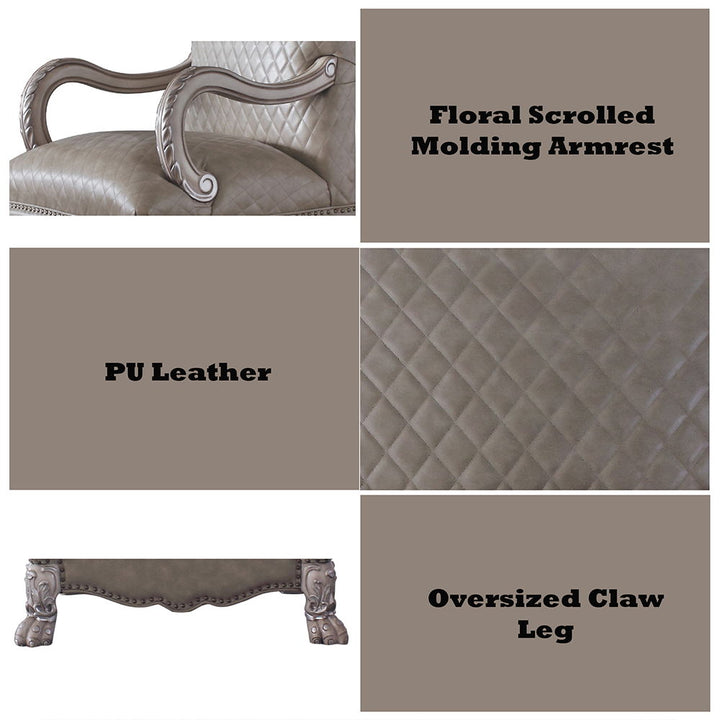 Dresden - Chair With Pillow - Synthetic Leather & Vintage Bone White