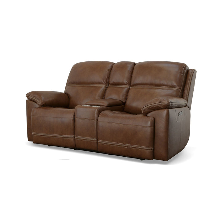 Jackson Power Reclining Loveseat With Console &amp; Power Headrests Whiskey