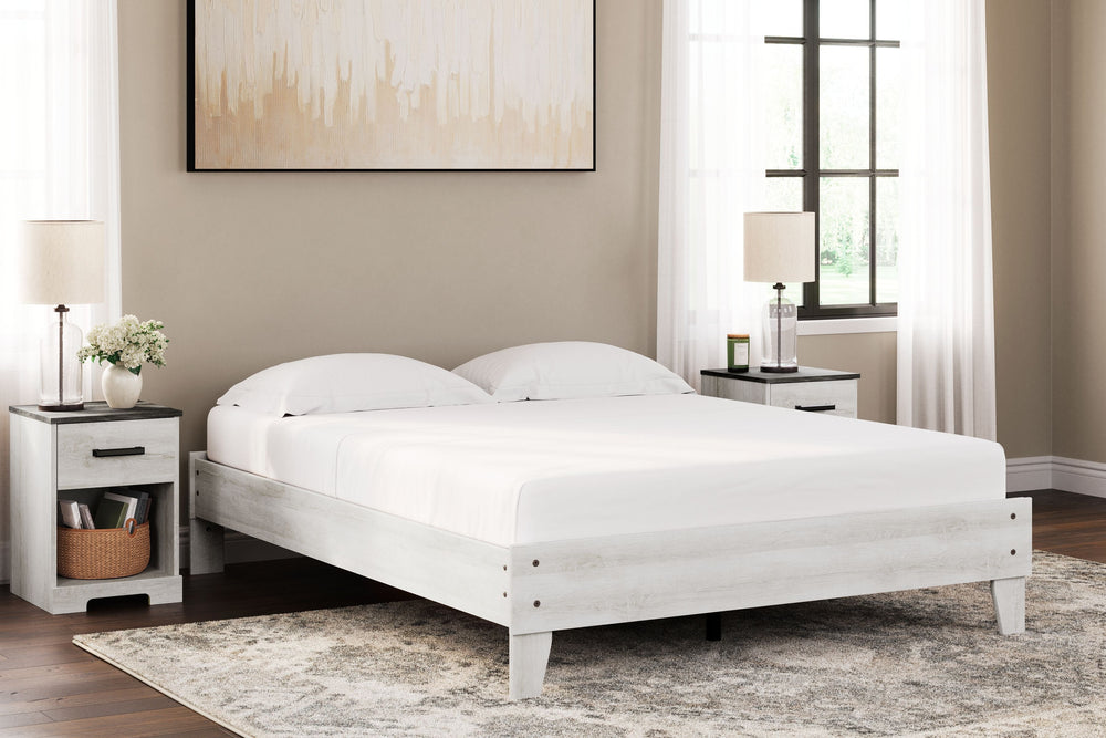 Shawburn - Queen Platform Bed - Whitewash