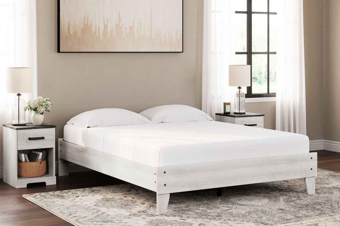 Shawburn - Queen Platform Bed - Whitewash