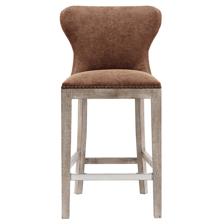 Dorsey Faux Leather Counter Stool Drift Wood Legs - Nubuck Chocolate - view 4