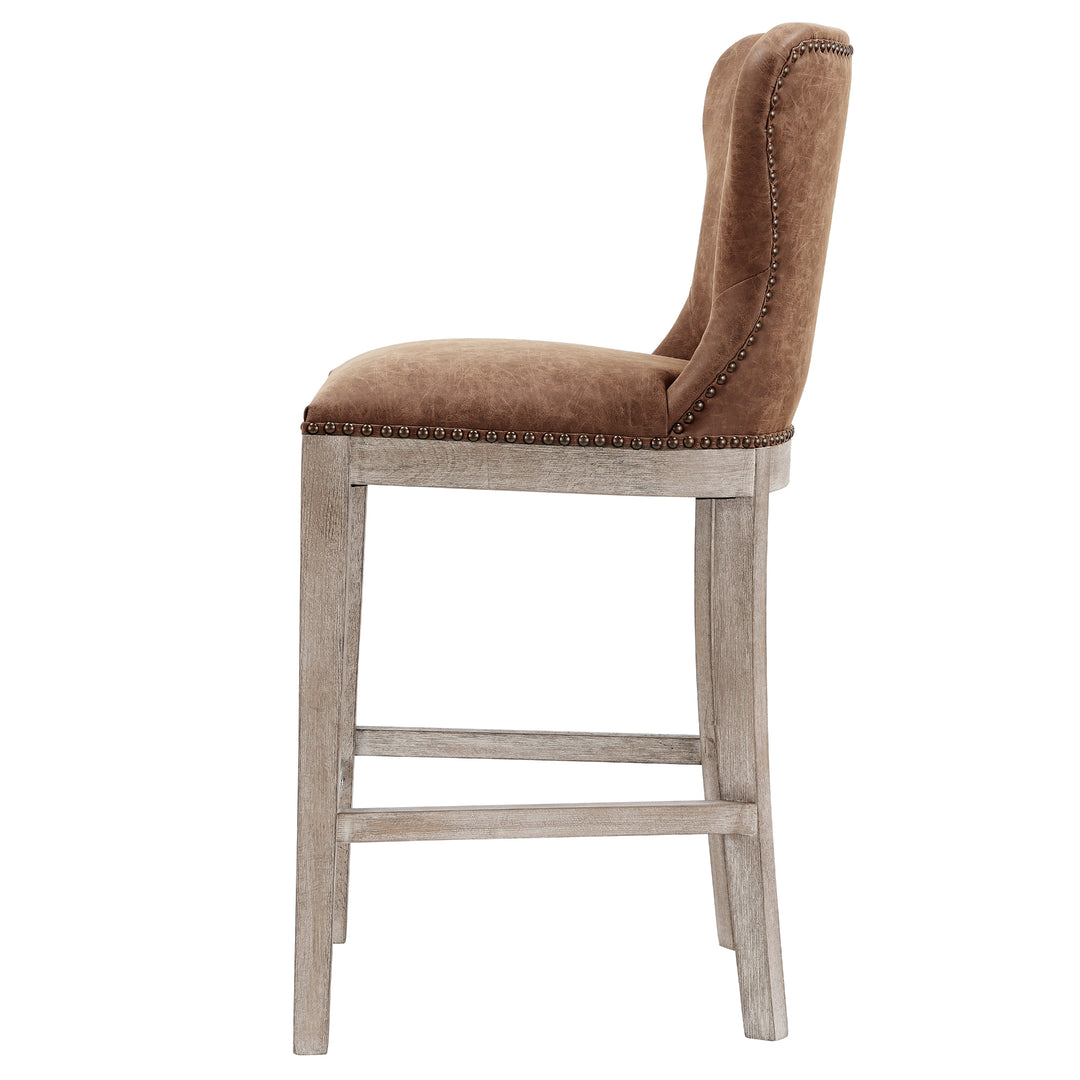 Dorsey Faux Leather Counter Stool Drift Wood Legs - Nubuck Chocolate - view 5