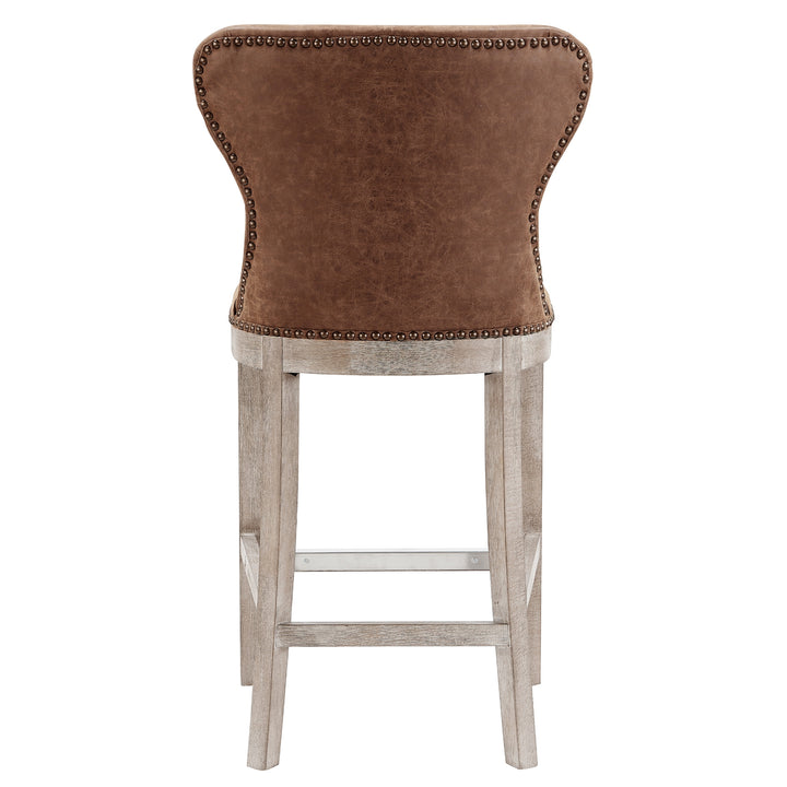 Dorsey Faux Leather Counter Stool Drift Wood Legs - Nubuck Chocolate - view 6