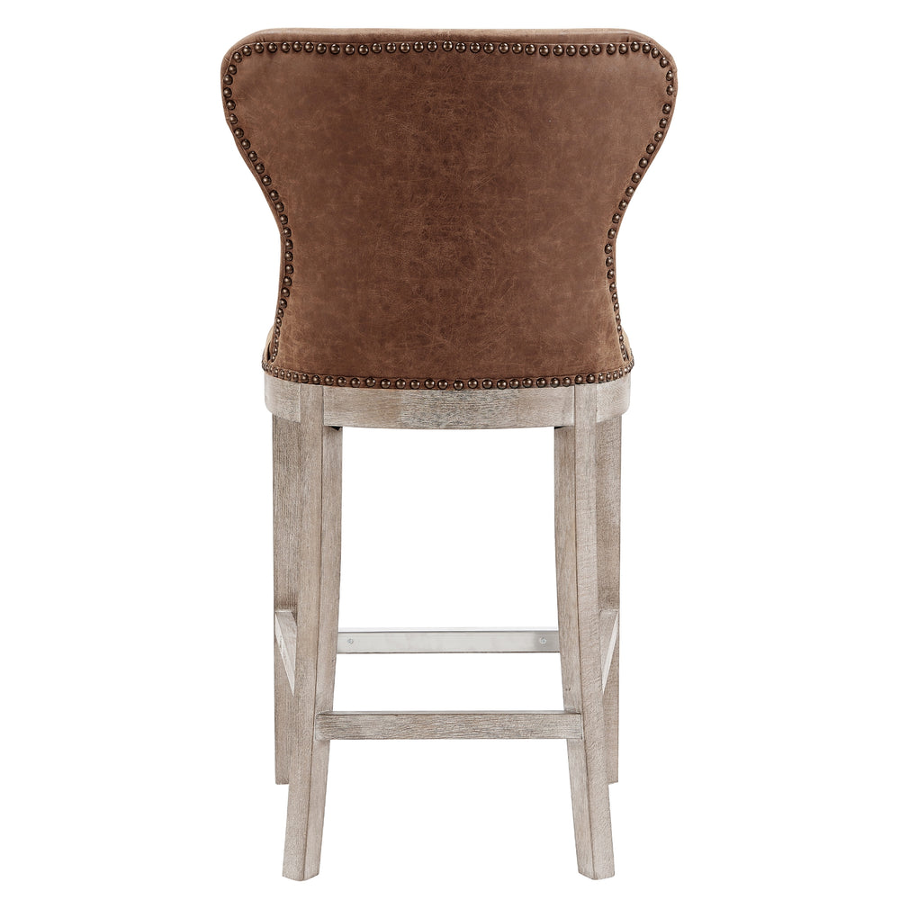 Dorsey Faux Leather Counter Stool Drift Wood Legs - Nubuck Chocolate - view 6