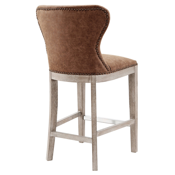Dorsey Faux Leather Counter Stool Drift Wood Legs - Nubuck Chocolate - view 7