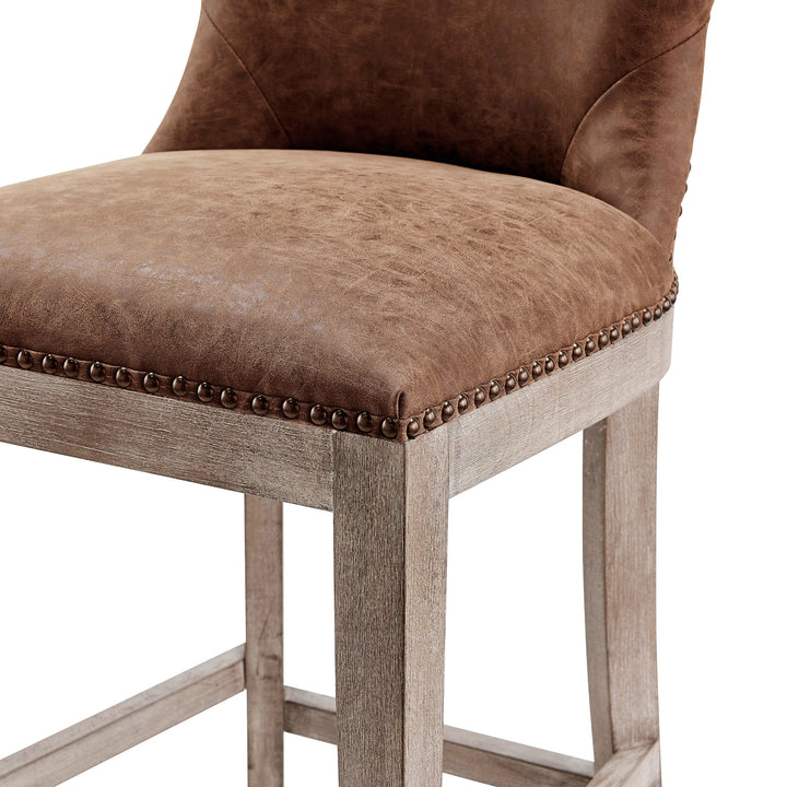 Dorsey Faux Leather Counter Stool Drift Wood Legs - Nubuck Chocolate - view 8