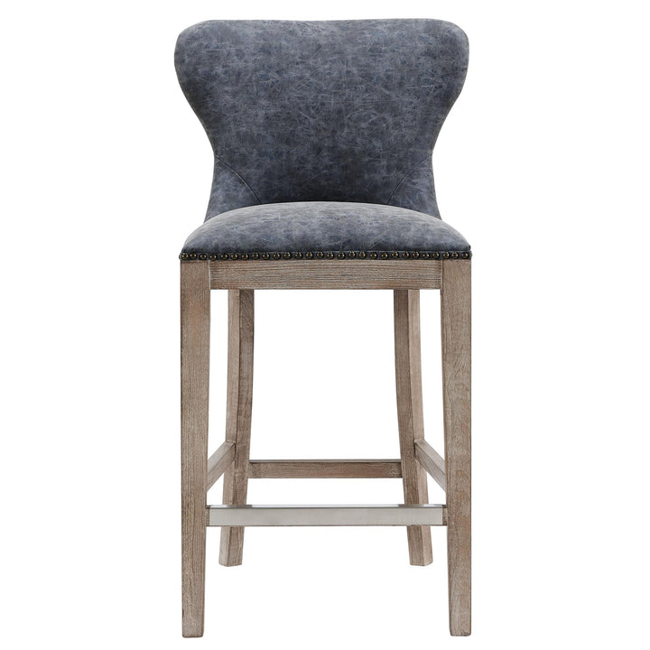 Dorsey Faux Leather Counter Stool Drift Wood Legs - Nubuck Charcoal - view 4