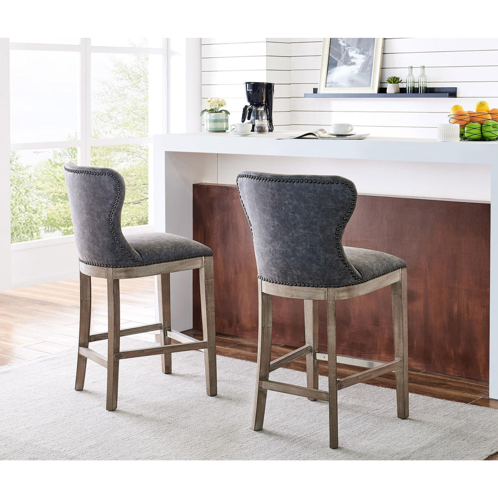 Dorsey Faux Leather Counter Stool Drift Wood Legs - Nubuck Charcoal - view 3
