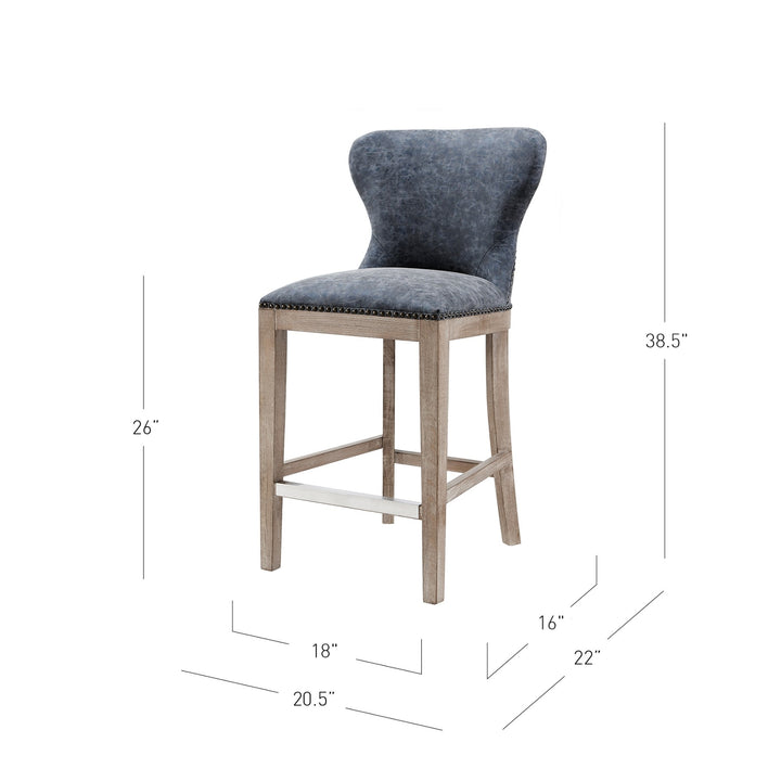 Dorsey Faux Leather Counter Stool Drift Wood Legs - Nubuck Charcoal - view 2