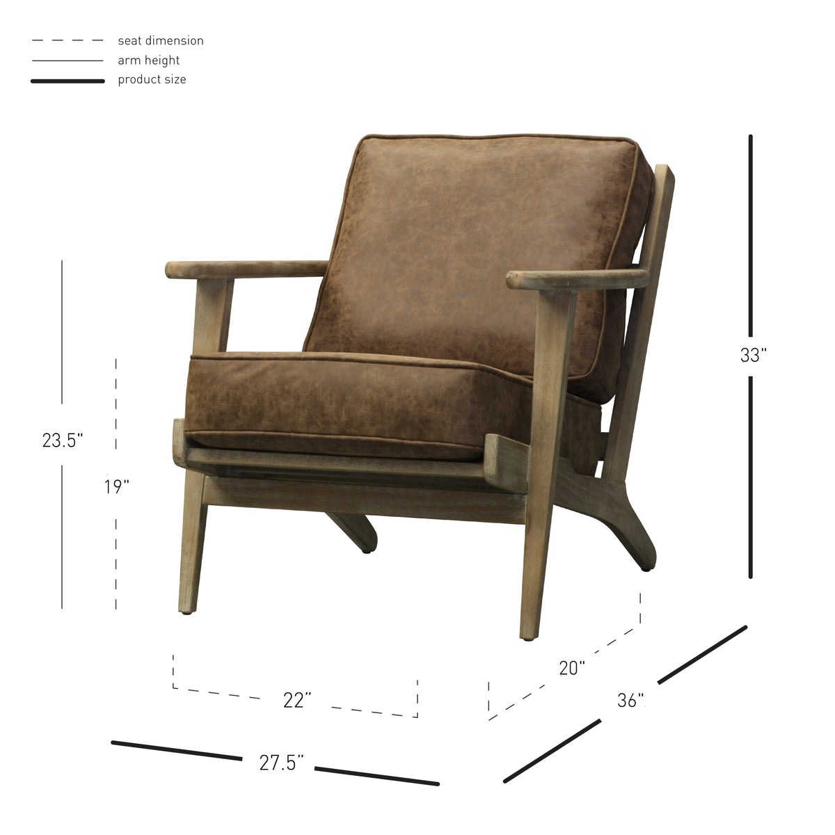 Albert Faux Leather Accent Arm Chair Brushed Smoke Frame - Nubuck Chocolate