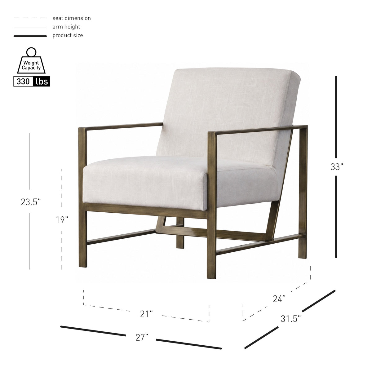 Francis Linen Accent Arm Chair - Shortbread - view 2