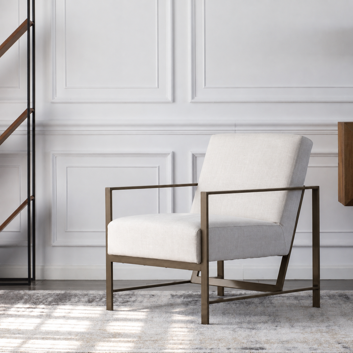 Francis Linen Accent Arm Chair - Shortbread - view 3