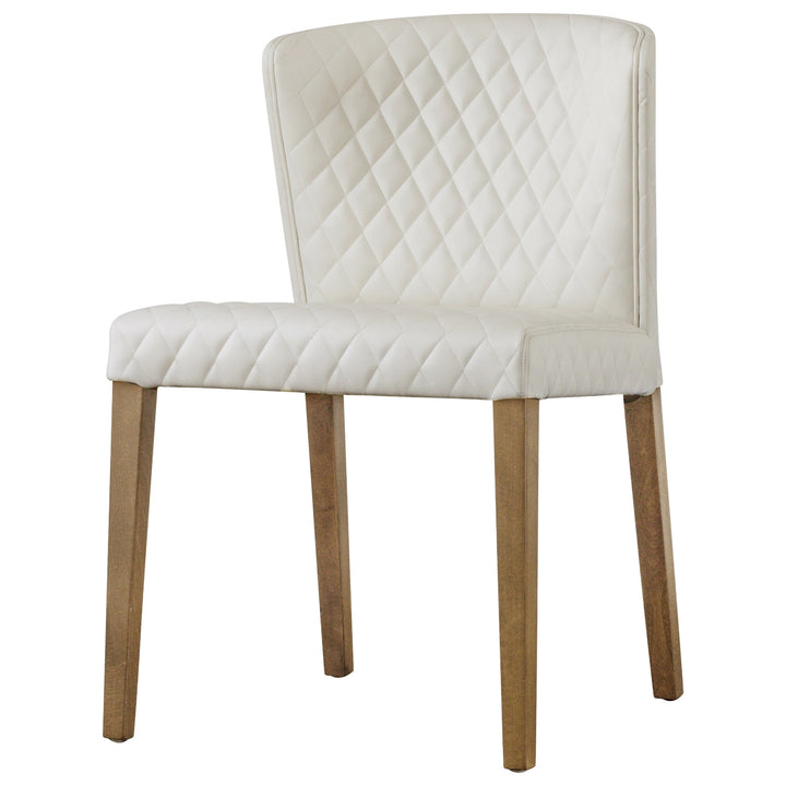 Albie Diamond Stitching Faux Leather Dining Side Chair - Danburry Off-White