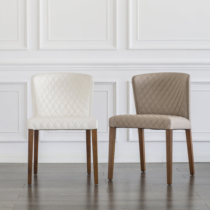 Albie Diamond Stitching Faux Leather Dining Side Chair - Danburry Off-White - view 3