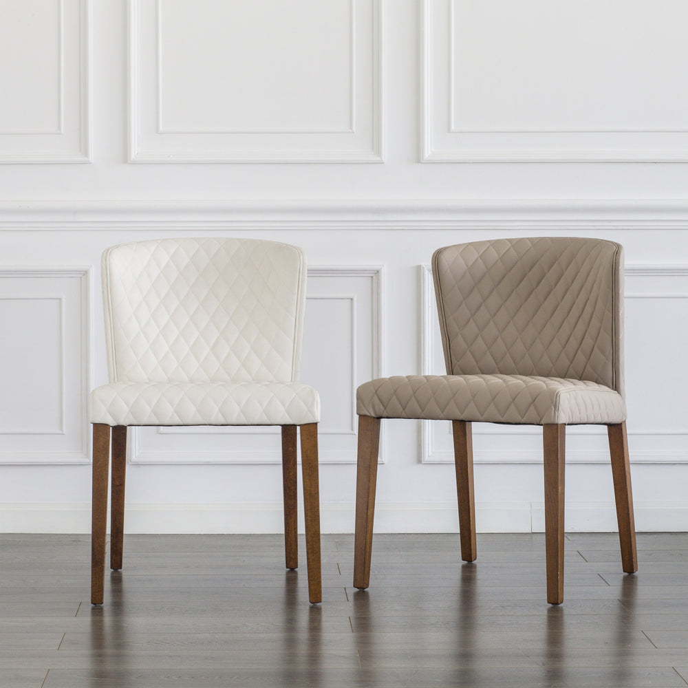 Albie Diamond Stitching Faux Leather Dining Side Chair - Danburry Off-White - view 3