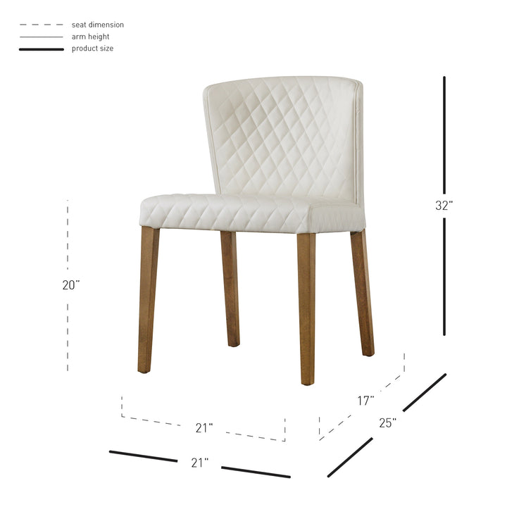 Albie Diamond Stitching Faux Leather Dining Side Chair - Danburry Off-White - view 2