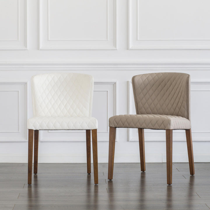 Albie Diamond Stitching Faux Leather Dining Side Chair - Danburry Dune - view 3