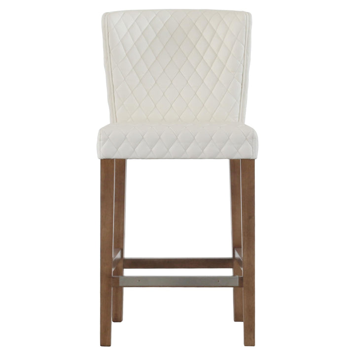 Albie Diamond Stitching Faux Leather Counter Stool - Danburry Off-White - view 5