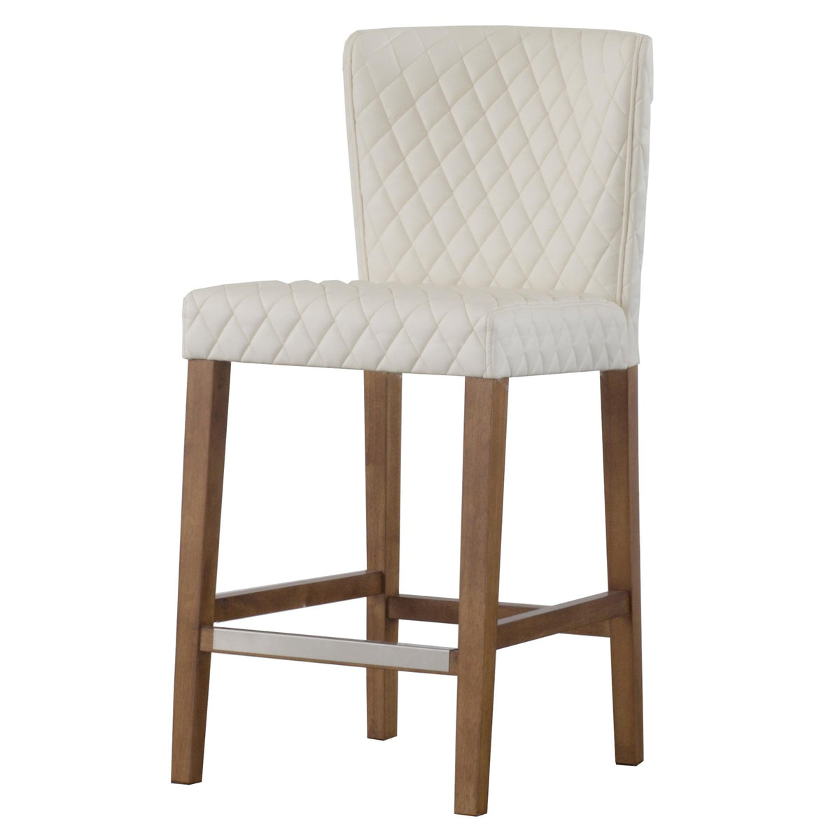 Albie Diamond Stitching Faux Leather Counter Stool - Danburry Off-White