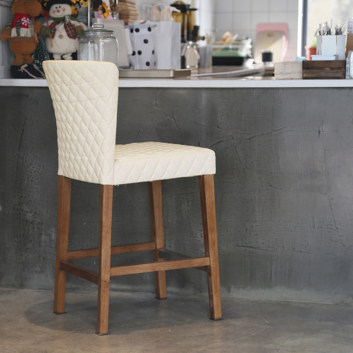 Albie Diamond Stitching Faux Leather Counter Stool - Danburry Off-White - view 4