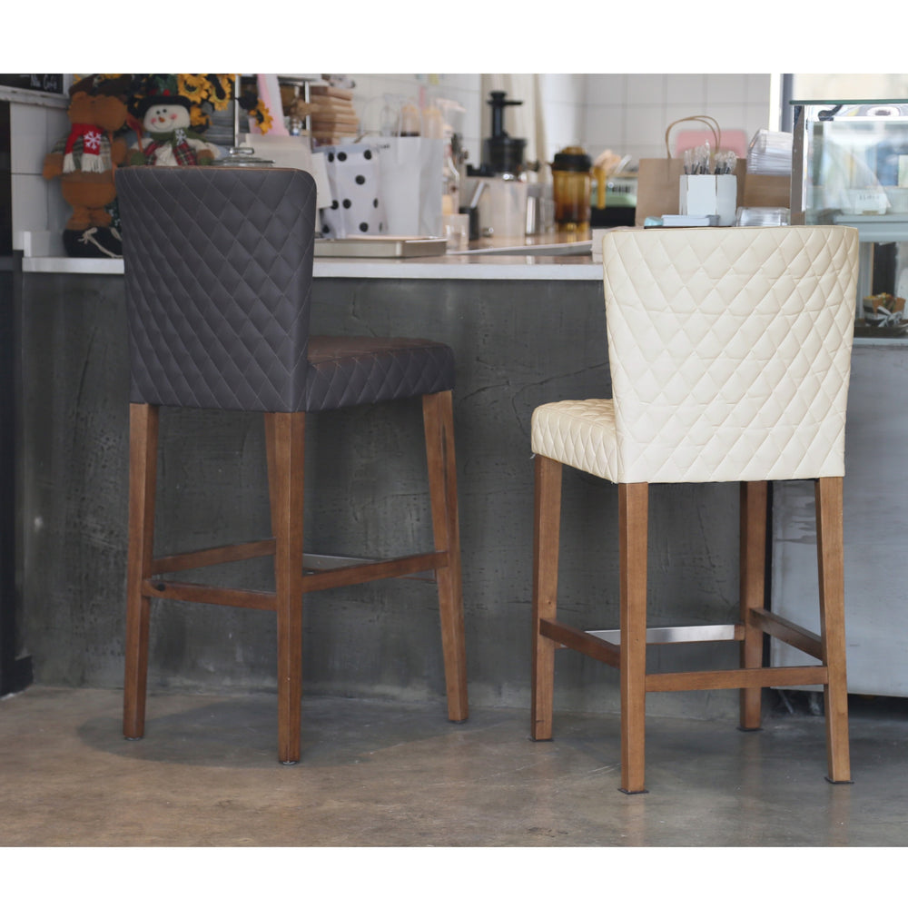 Albie Diamond Stitching Faux Leather Counter Stool - Danburry Off-White - view 3