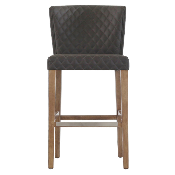 Albie Diamond Stitching Faux Leather Counter Stool - Danburry Cocoa Gray - view 6