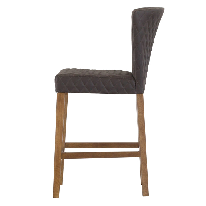 Albie Diamond Stitching Faux Leather Counter Stool - Danburry Cocoa Gray - view 7