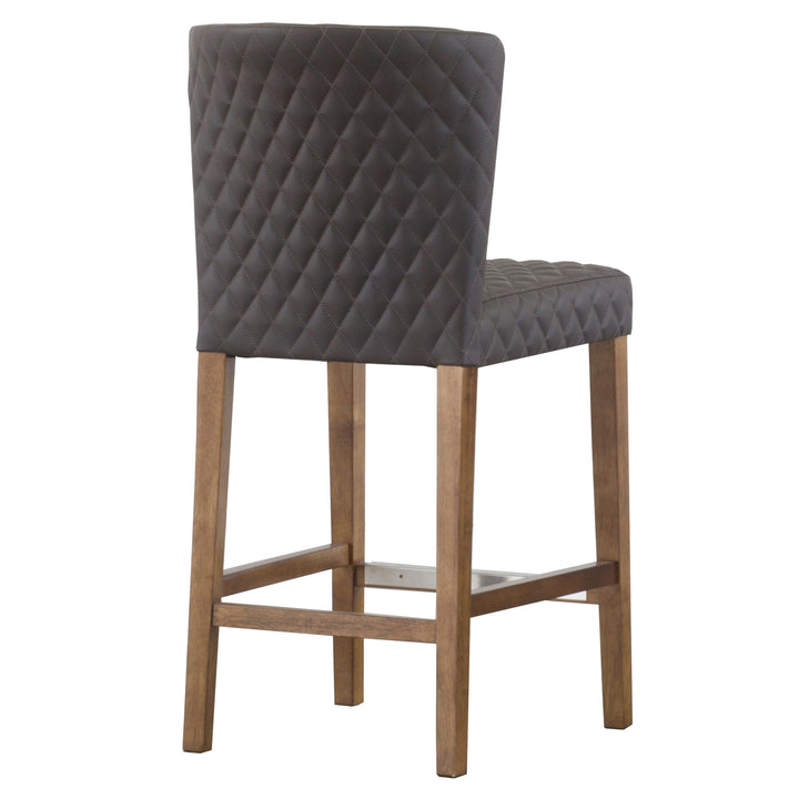Albie Diamond Stitching Faux Leather Counter Stool - Danburry Cocoa Gray - view 5