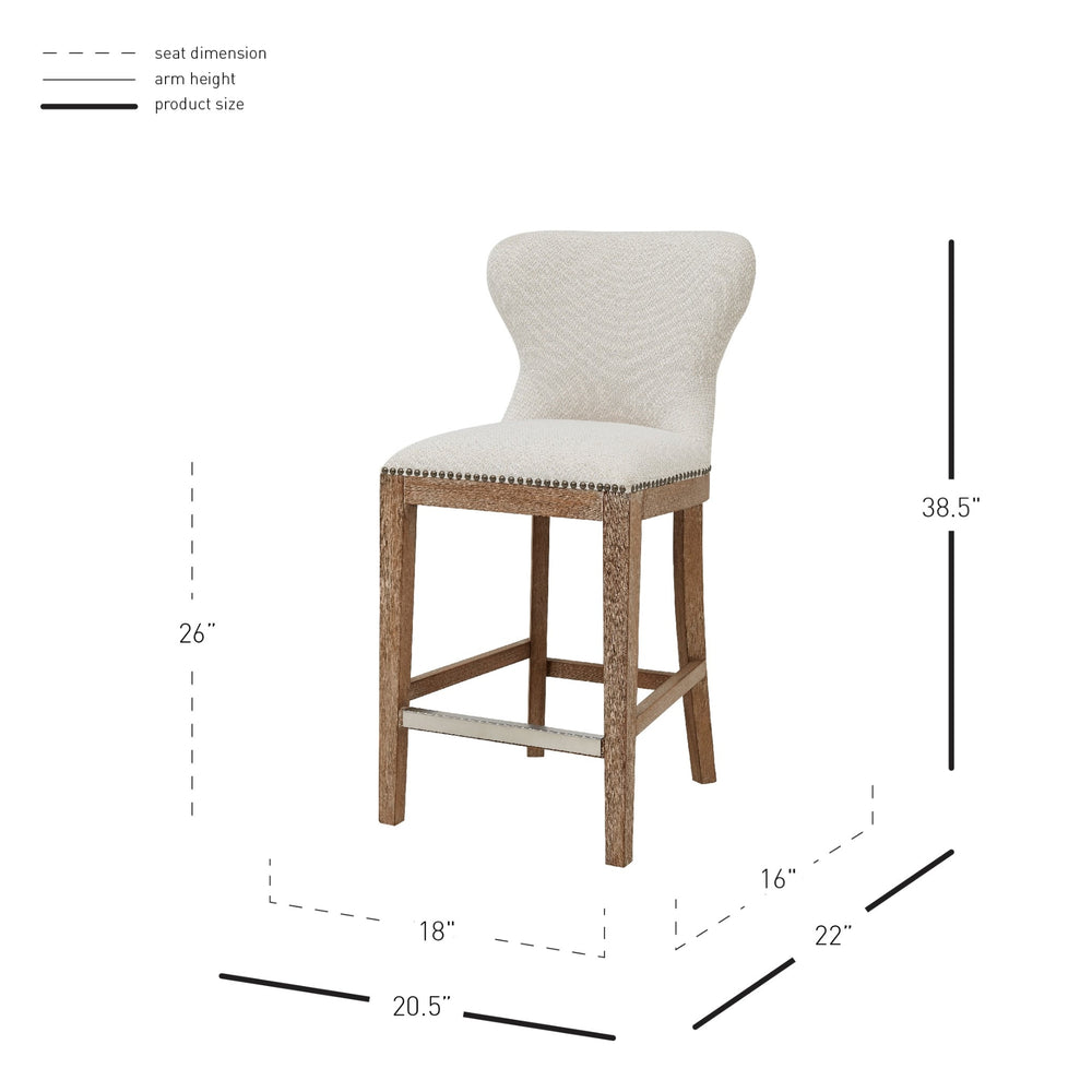 Dorsey Fabric Counter Stool Drift Wood Legs - Cardiff Cream - view 2